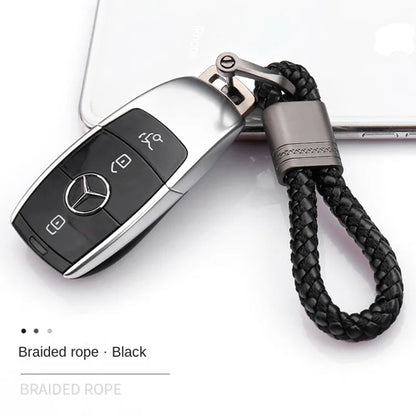 Hand Woven Horseshoe Buckle Leather Rope Keychain, Car Keyring, Car