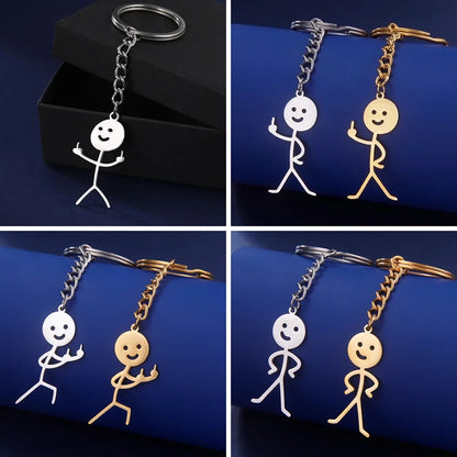 Teamer Funny Middle Finger Stickman Keychain 2024 Cute Trend School