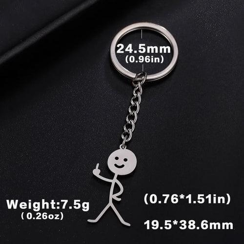 Teamer Funny Middle Finger Stickman Keychain 2024 Cute Trend School