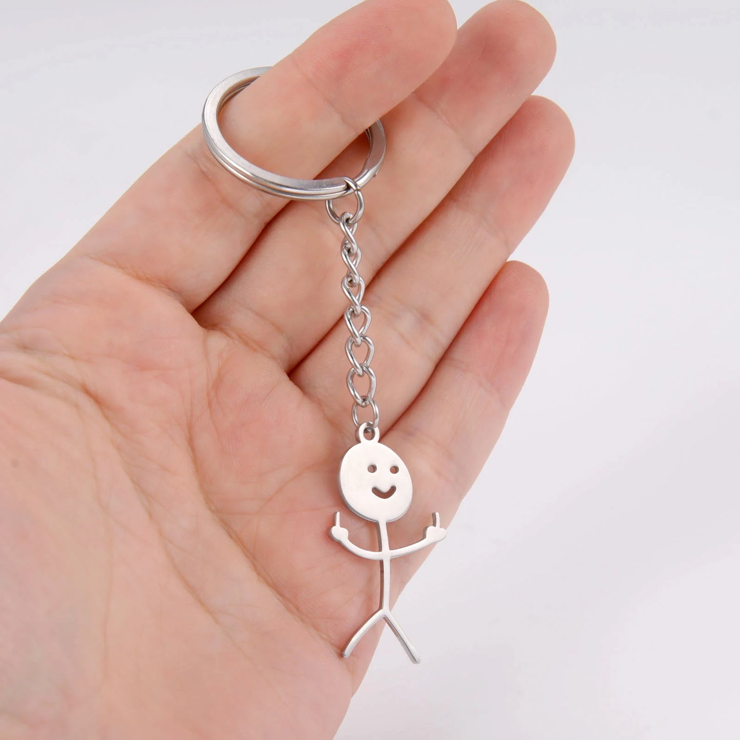 Teamer Funny Middle Finger Stickman Keychain 2024 Cute Trend School