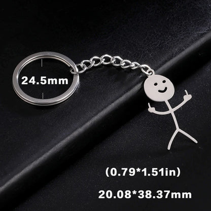 Teamer Funny Middle Finger Stickman Keychain 2024 Cute Trend School