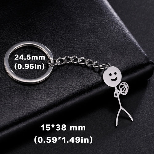 Teamer Funny Middle Finger Stickman Keychain 2024 Cute Trend School