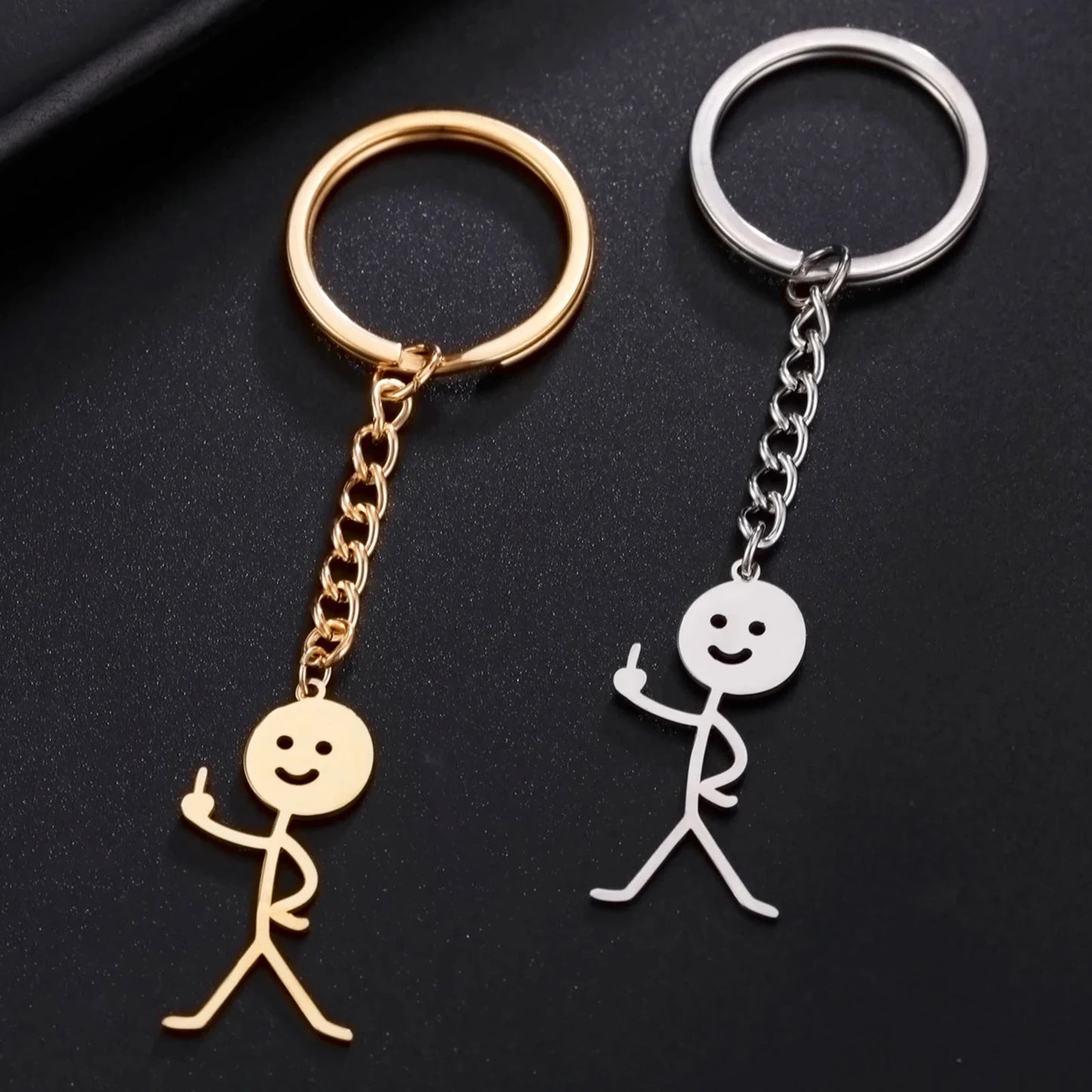 Teamer Funny Middle Finger Stickman Keychain 2024 Cute Trend School