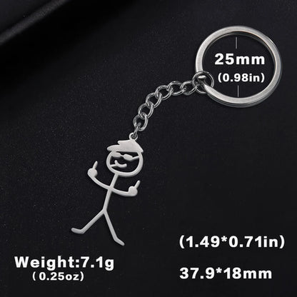 Teamer Funny Middle Finger Stickman Keychain 2024 Cute Trend School