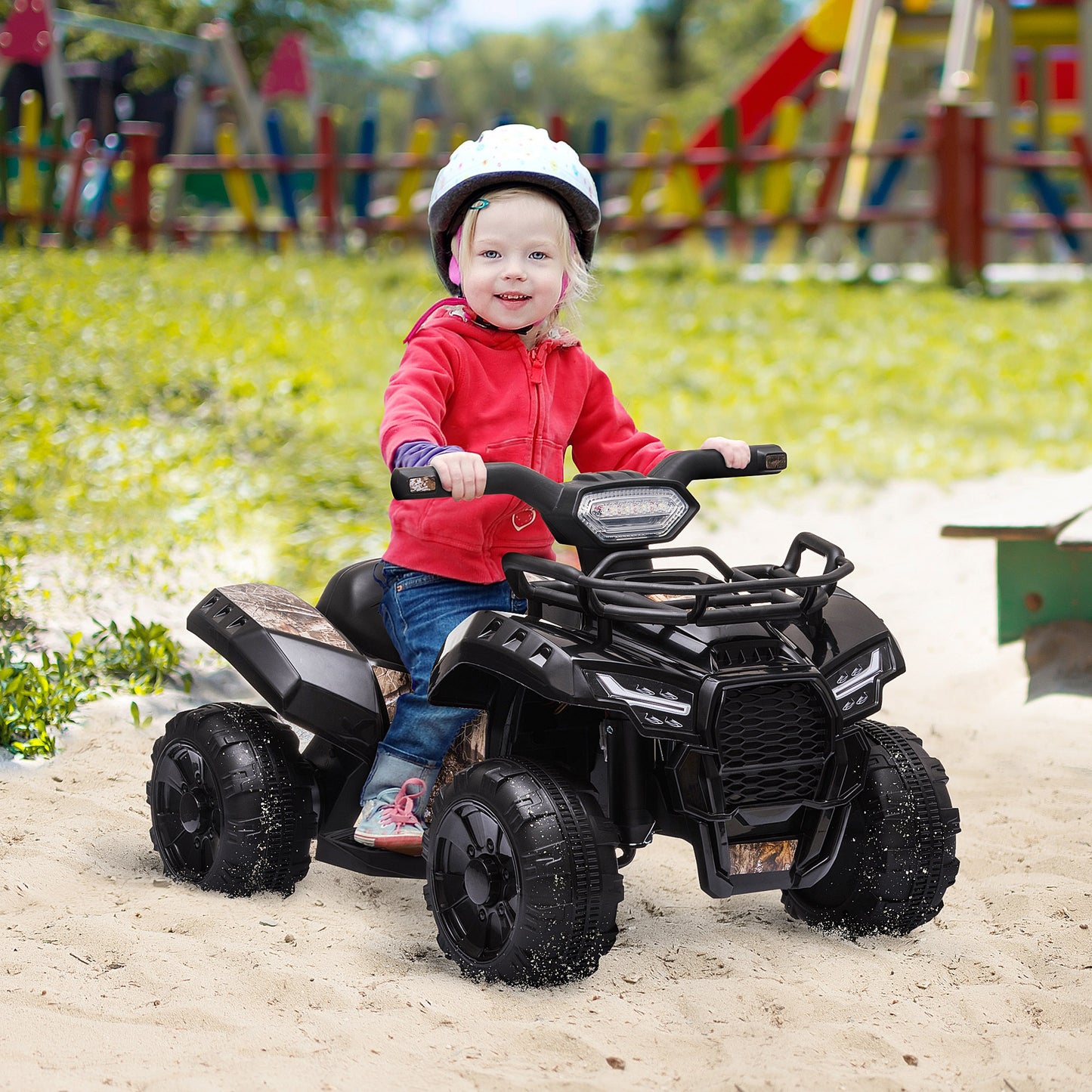 Aosom Kids Ride-on Four Wheeler ATV Car with Real Working Headlights,